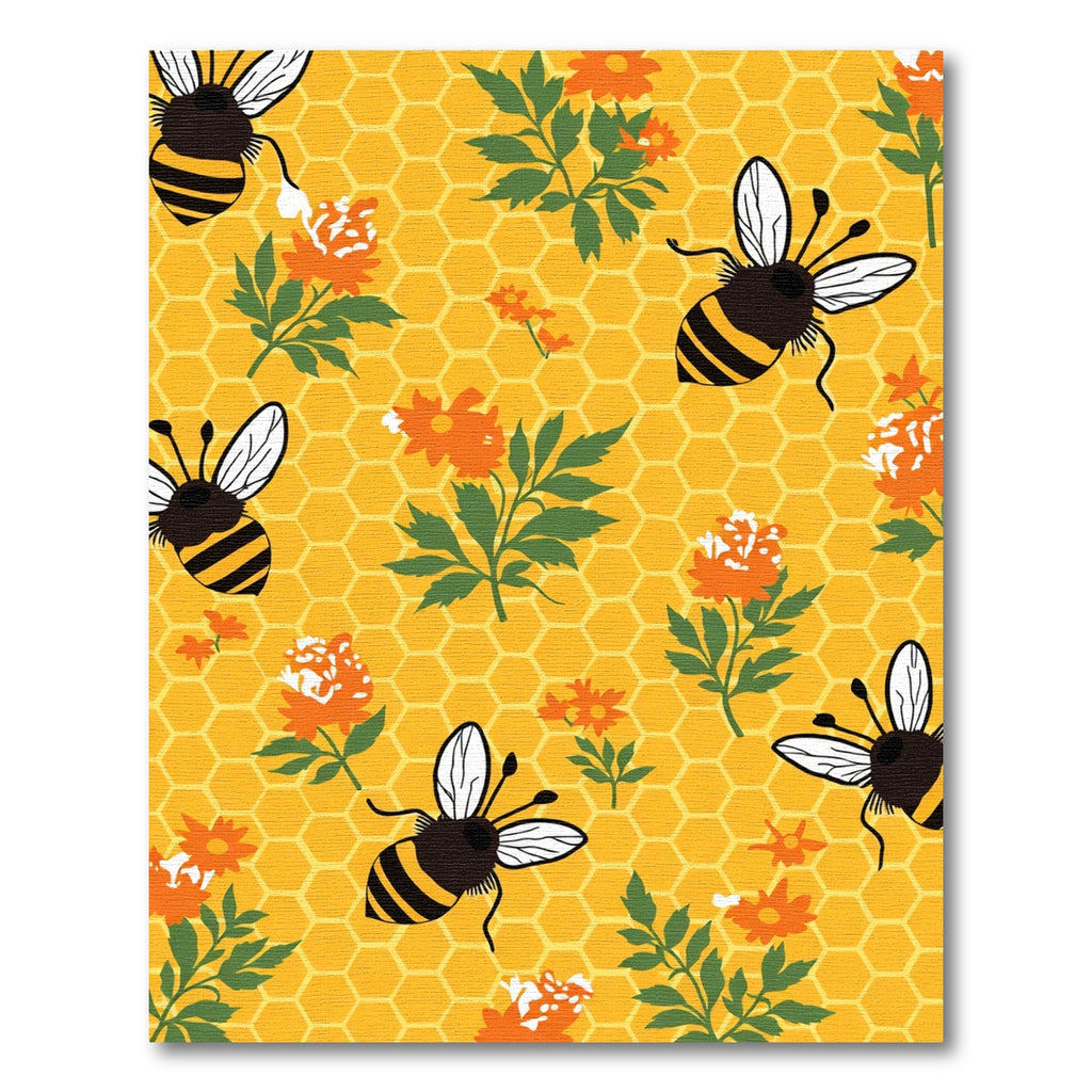 Bright yellow honeybee floral garden Rug