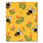 Bright yellow honeybee floral garden Rug