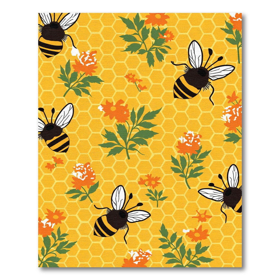 Bright yellow honeybee floral garden Rug