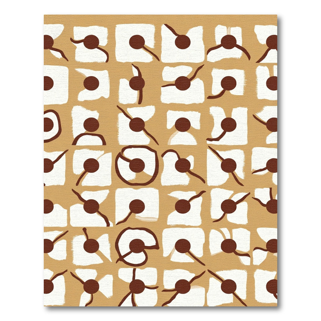 Brown and White Abstract Circles Rug
