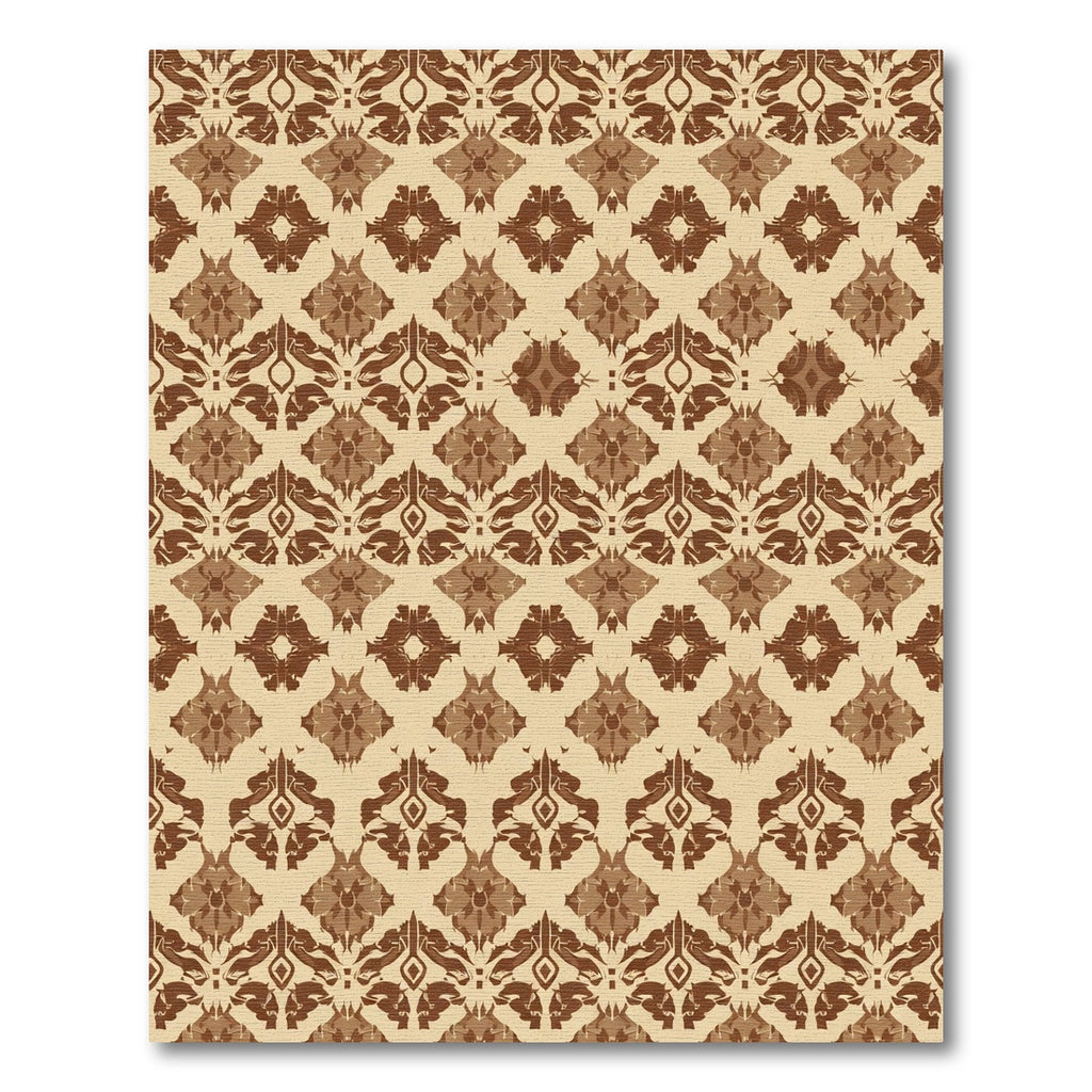 Earthy Brown Damask Floral Medallion Rug