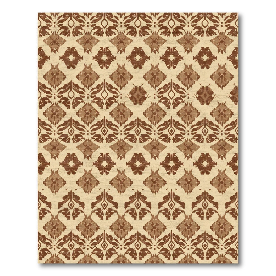 Earthy Brown Damask Floral Medallion Rug