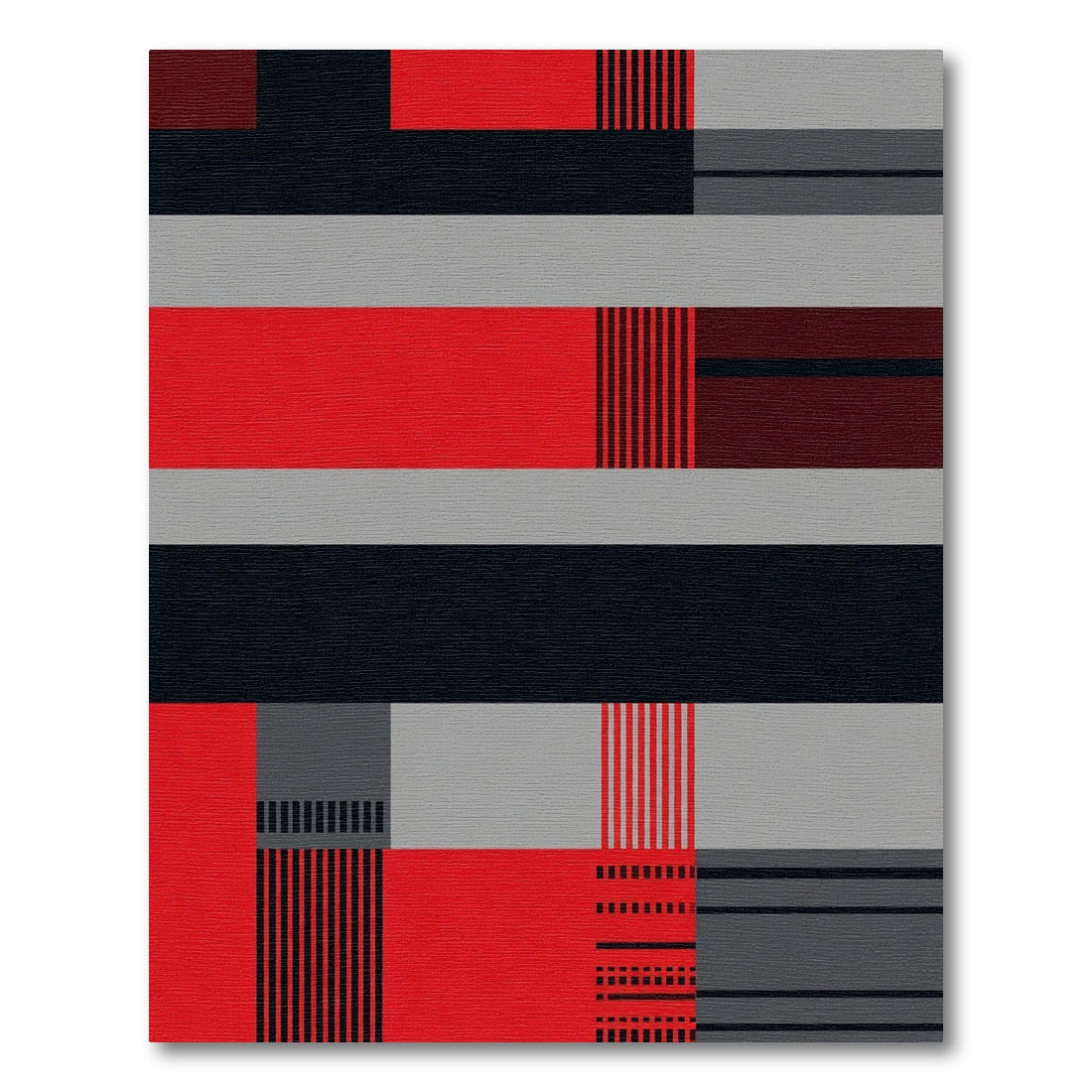 Bold Red Geometric Abstract Stripes Rug