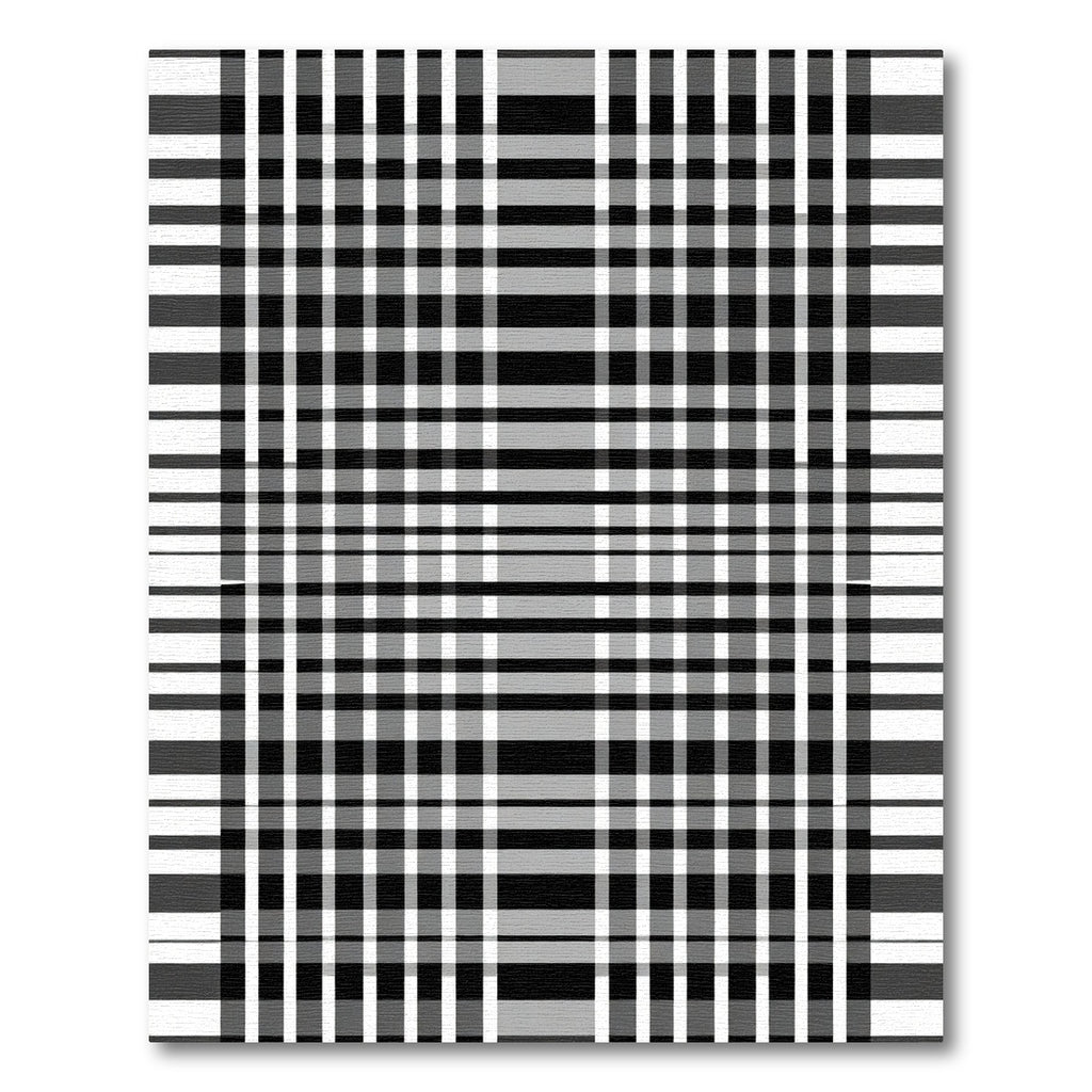 Black White Gray Linear Checkered Rug