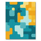Teal Yellow Rounded Geometric Abstraction Rug