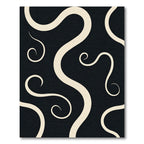 Cream Swirls on Black Background Rug