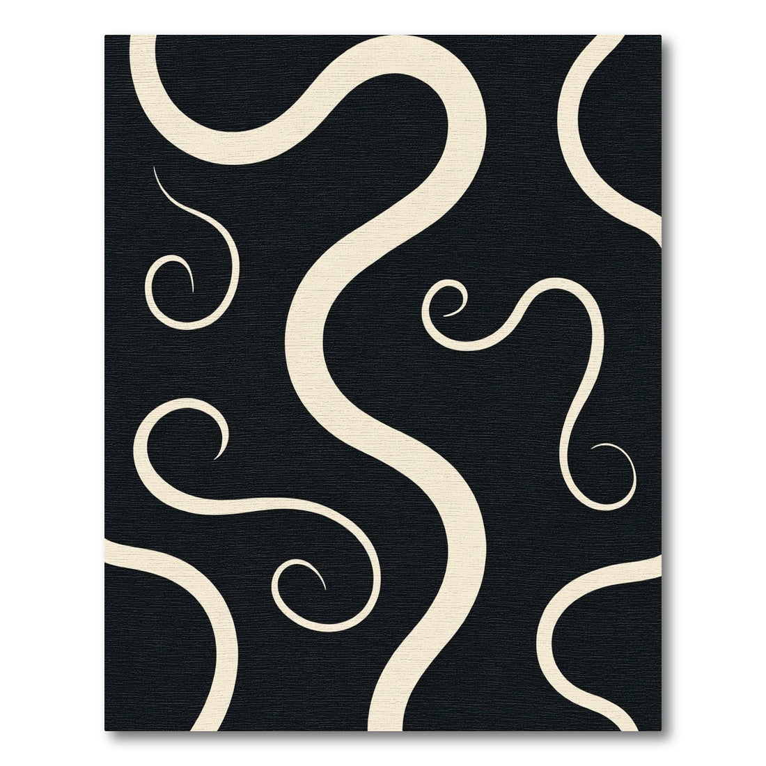 Cream Swirls on Black Background Rug