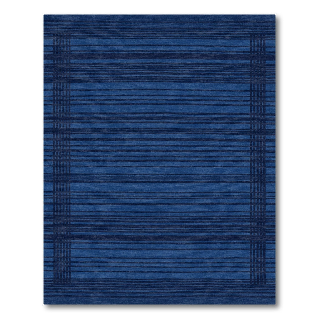 Dark Blue Woven Stripe Border Rug