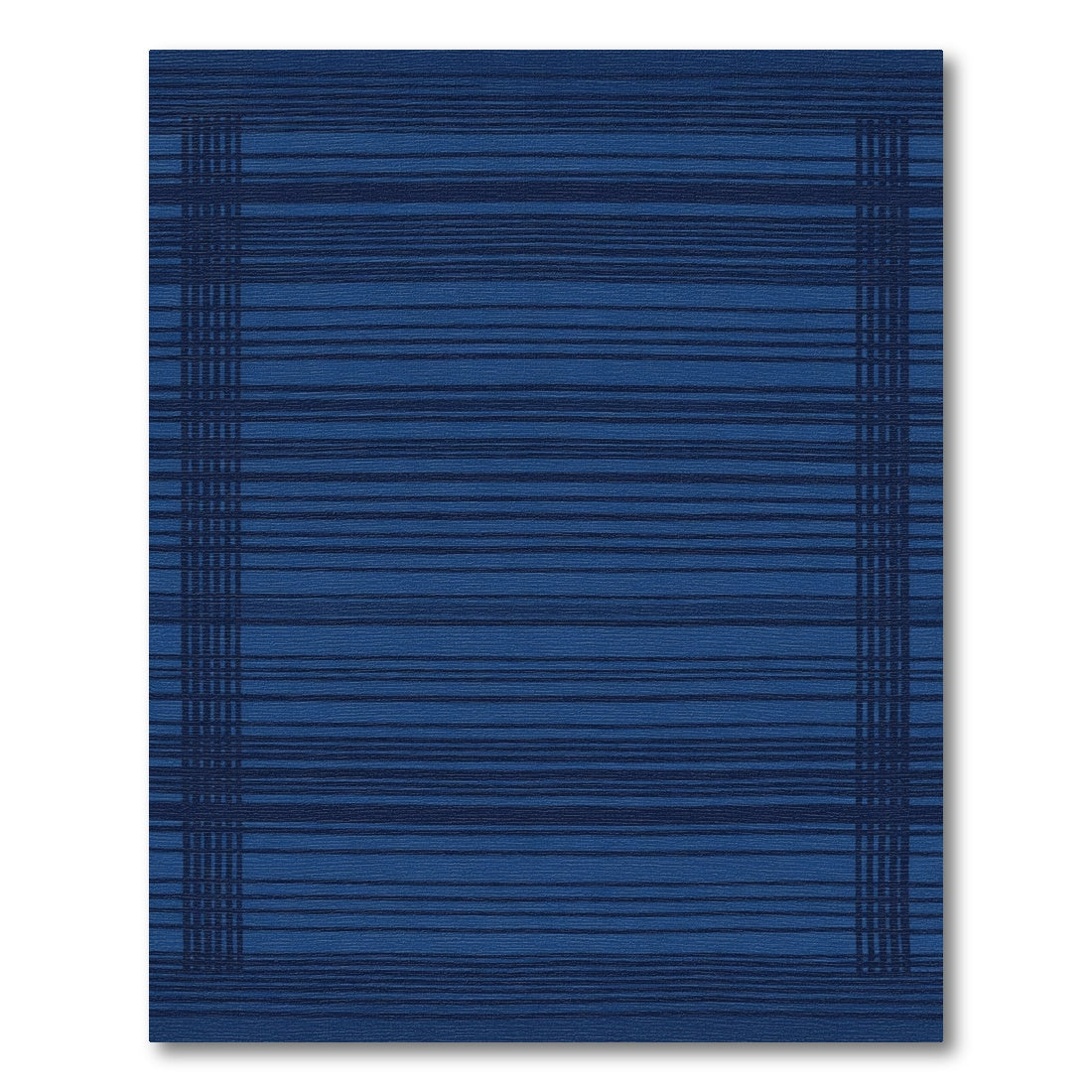 Dark Blue Woven Stripe Border Rug