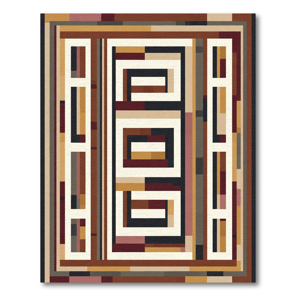 Earthy Geometric Rectangle Maze Rug