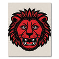 Bold Red Lion Head Graphic Rug