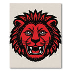 Bold Red Lion Head Graphic Rug