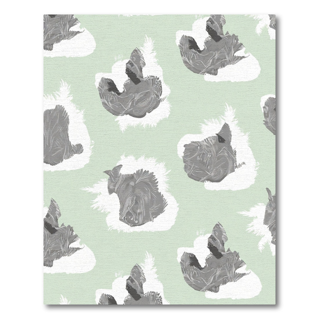 Soft Gray Abstract Dog Portrait Rug