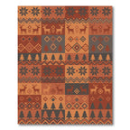Rustic Autumn Deer Trees Stars Rug