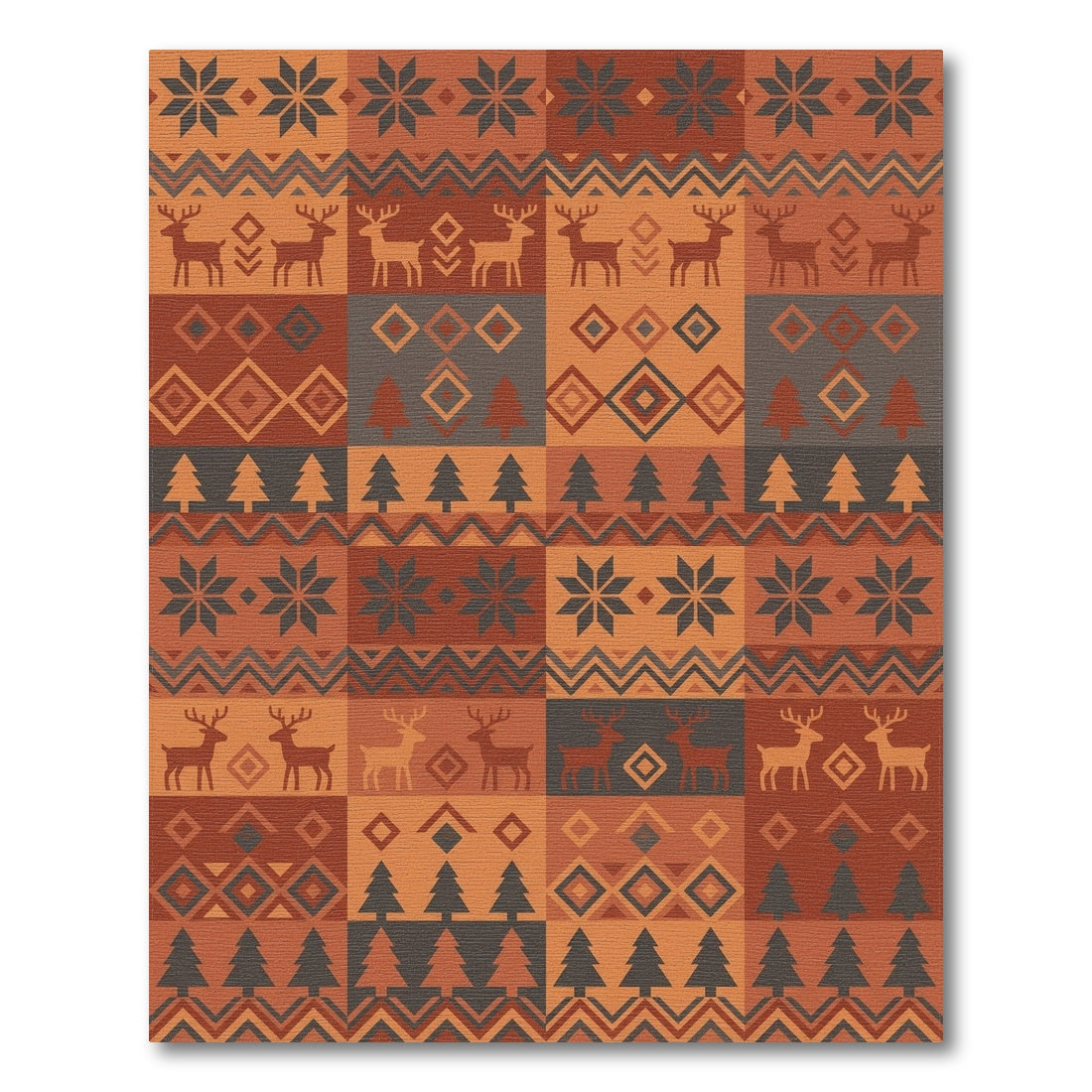 Rustic Autumn Deer Trees Stars Rug