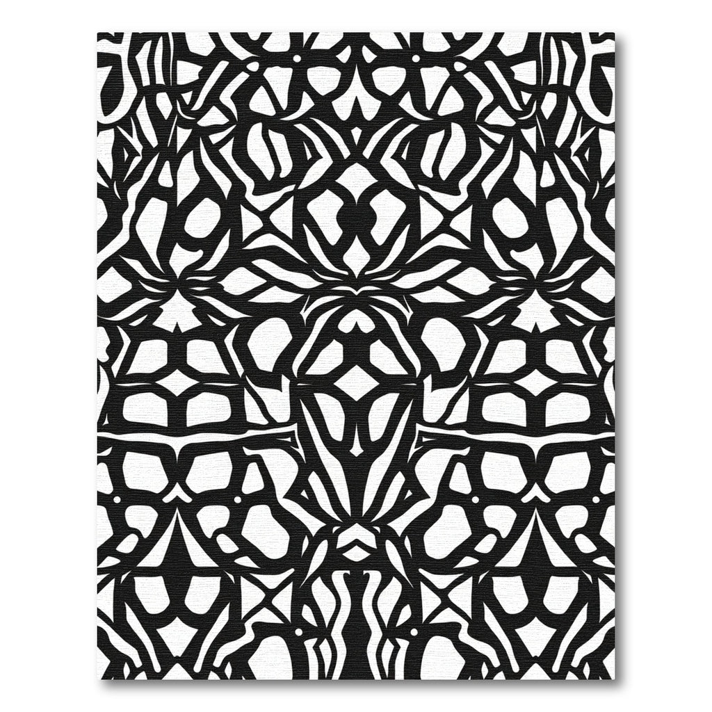 Black White Intricate Archway Medallion Rug