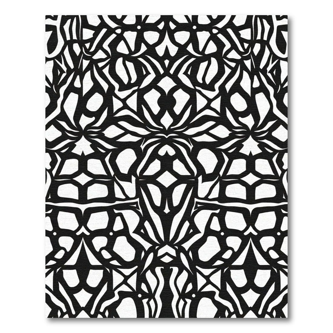 Black White Intricate Archway Medallion Rug