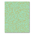 Golden Swirls on Aqua Background Rug