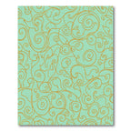 Golden Swirls on Aqua Background Rug
