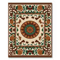 Brown Emerald Floral Medallion Border Rug