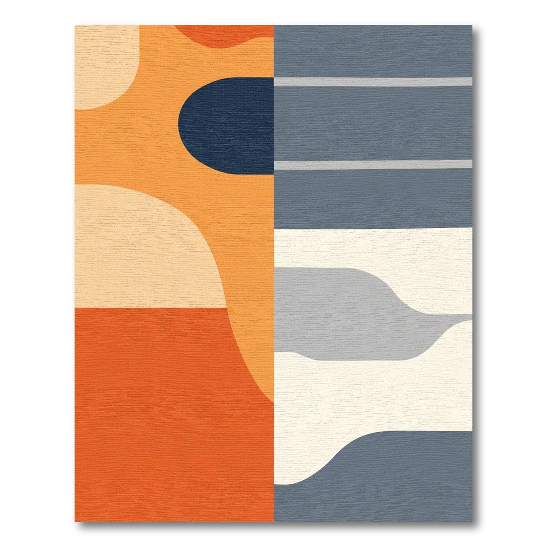 Modern Orange Blue Abstract Wave Rug