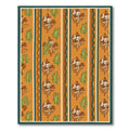 Orange Floral Stripe Mid Century Rug