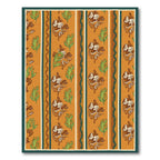 Orange Floral Stripe Mid Century Rug