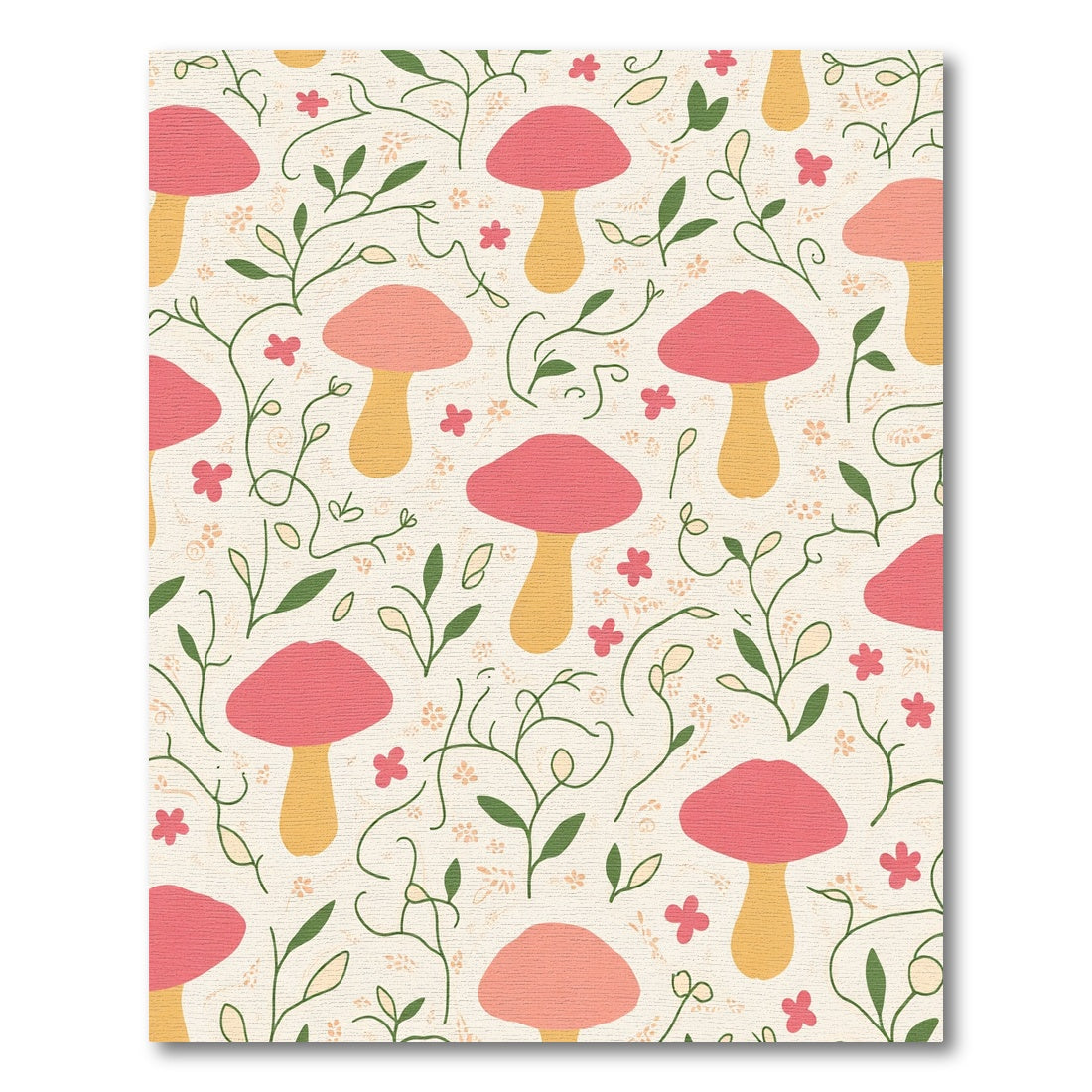 Whimsical Pink and Yellow Mushroom Garden Rug