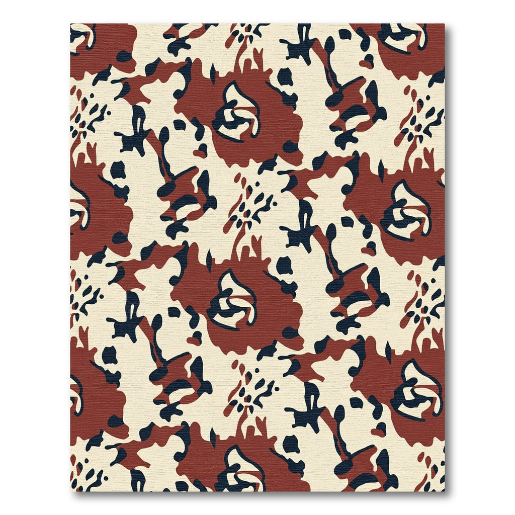 Abstract Camouflage Rust Navy Beige Rug