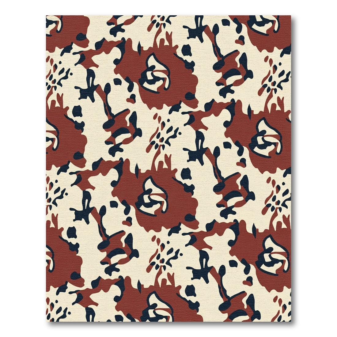Abstract Camouflage Rust Navy Beige Rug