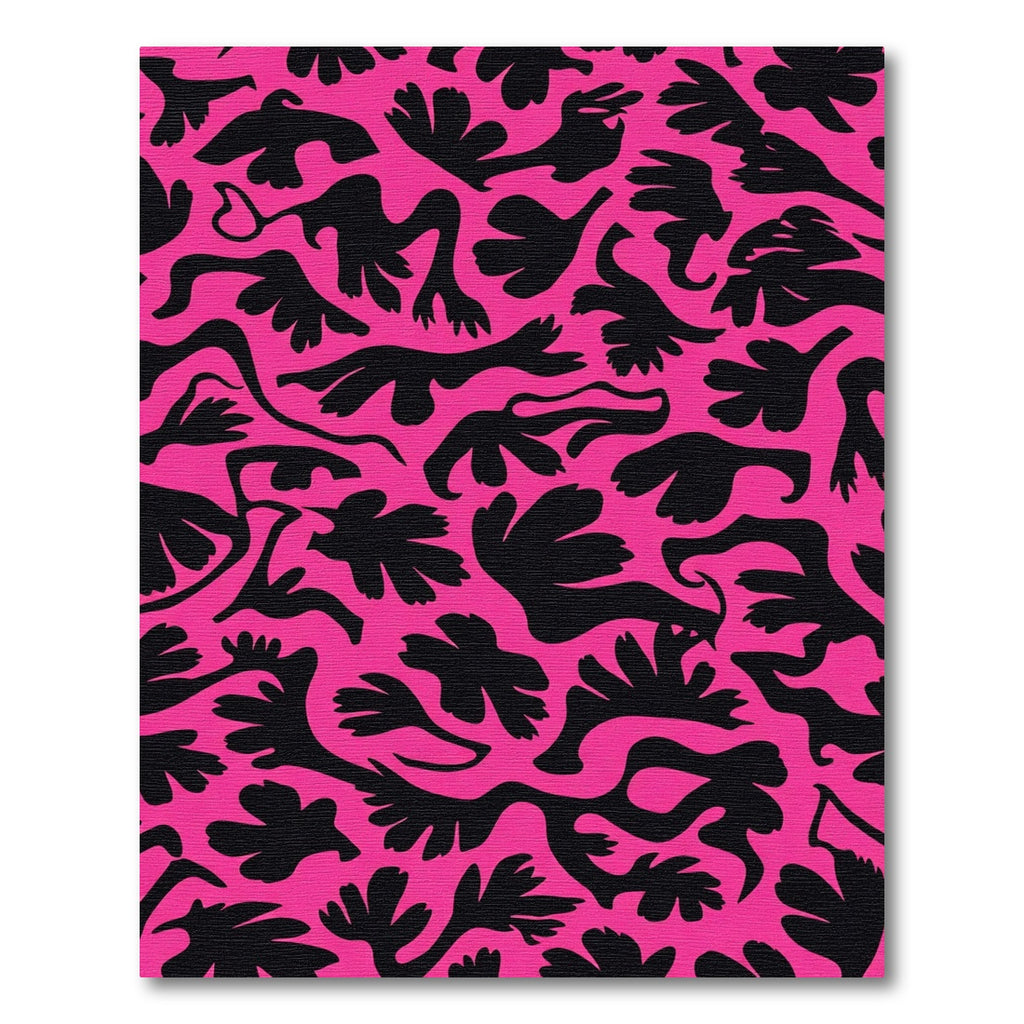 Bold Pink Black Organic Shapes Rug