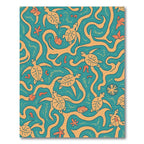 Oceanic Teal Turtle Coral Swirl Rug