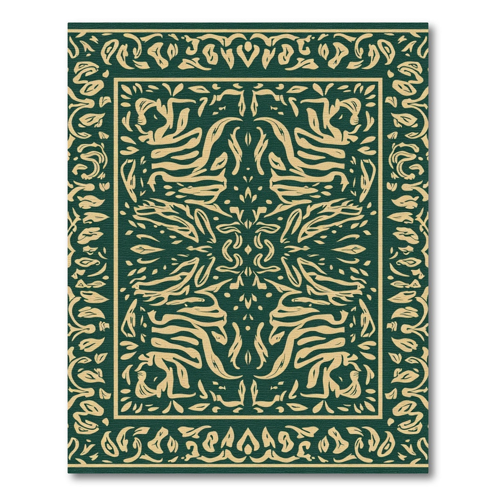 Emerald Green Floral Medallion Arrangement Rug
