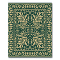 Emerald Green Floral Medallion Arrangement Rug