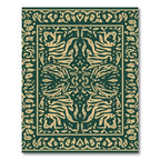 Emerald Green Floral Medallion Arrangement Rug