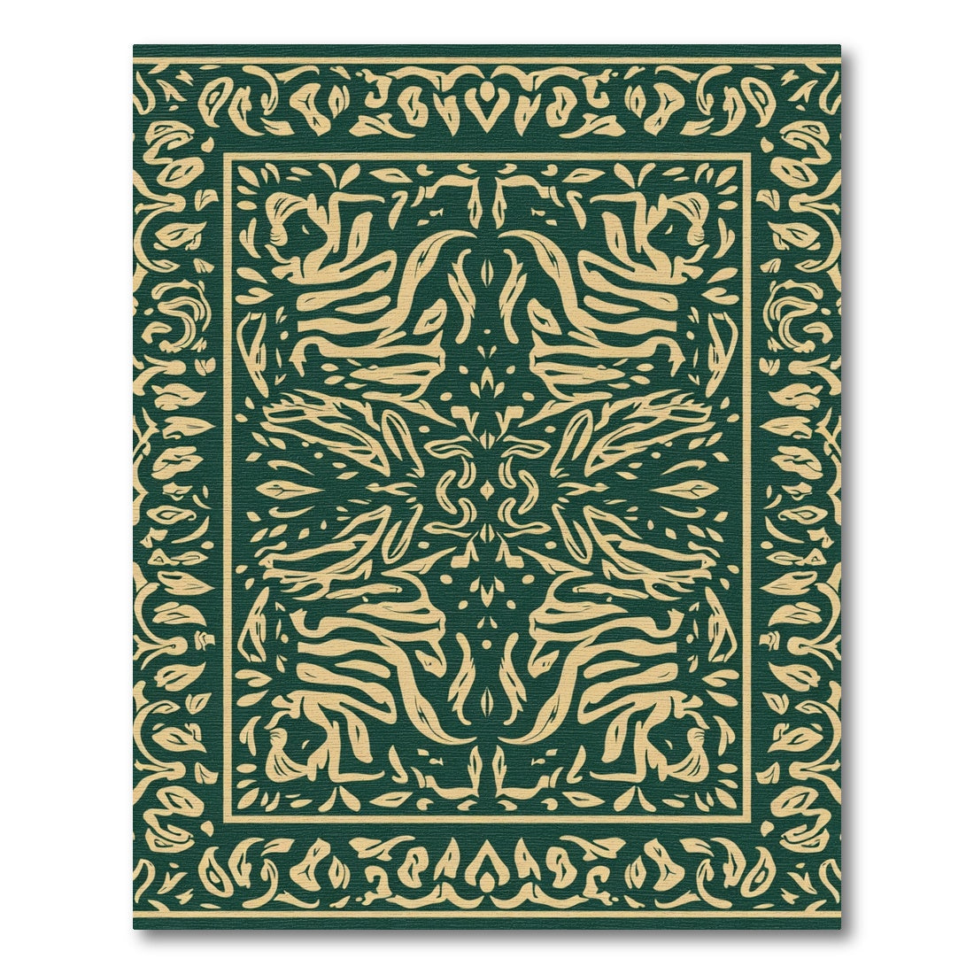 Emerald Green Floral Medallion Arrangement Rug