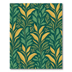 Emerald Green Golden Leaf Branch Art Rug