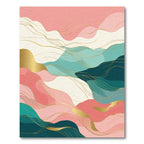 Blush Teal Golden Flowing Waves Rug