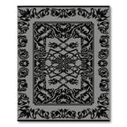 Black Ornate Scrollwork Border Rug