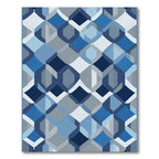 Shades Blue Geometric Interlocking Shapes Rug