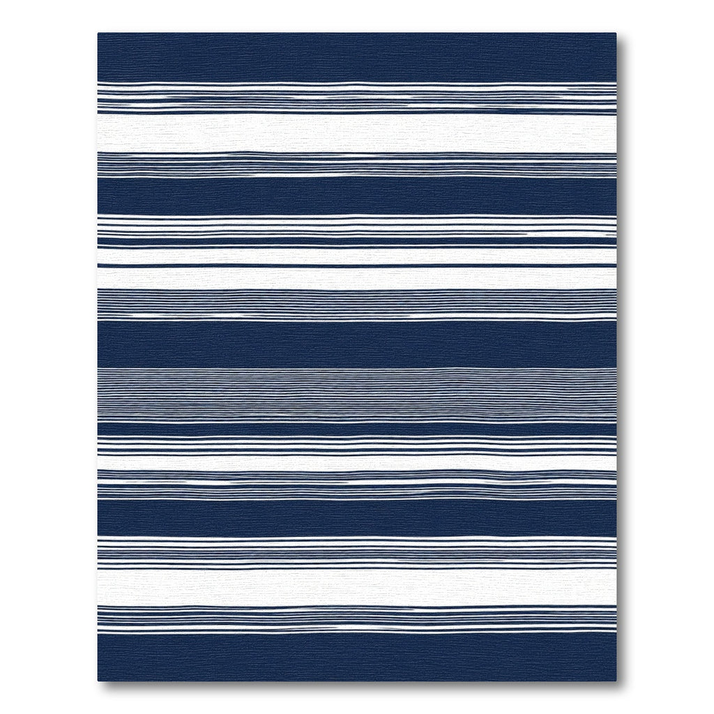 Deep Blue Thin White Line Accents Rug