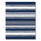 Deep Blue Thin White Line Accents Rug