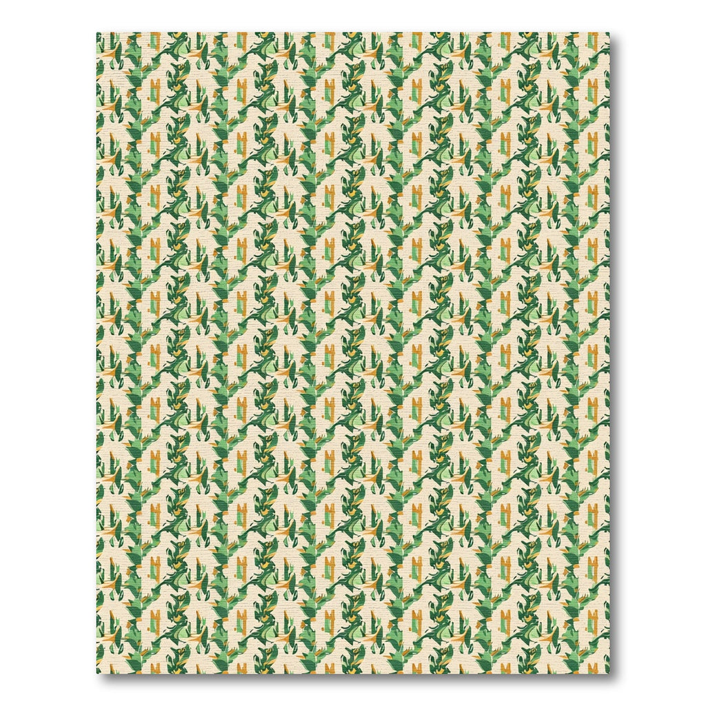 Emerald Green Abstract Leaf Collage Rug