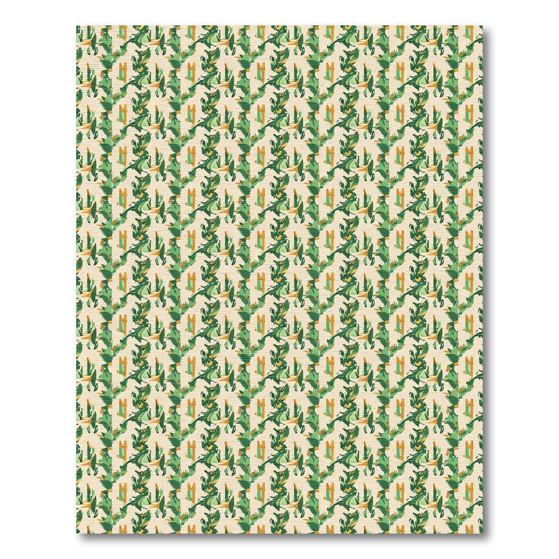 Emerald Green Abstract Leaf Collage Rug