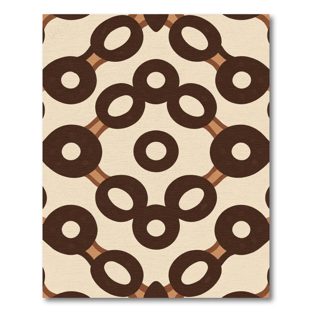 Brown Cream Ring Chain Pattern Rug