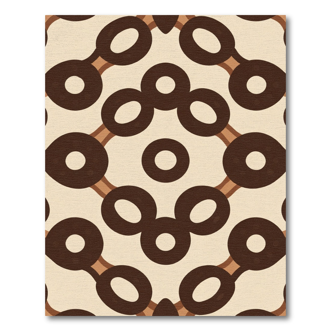 Brown Cream Ring Chain Pattern Rug