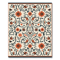 Cream Coral Floral Scroll Butterfly Accents Rug