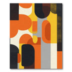 Geometric Abstract Orange Yellow Gray Rug
