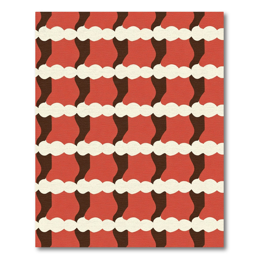 Terracotta Red Abstract Wave Rug