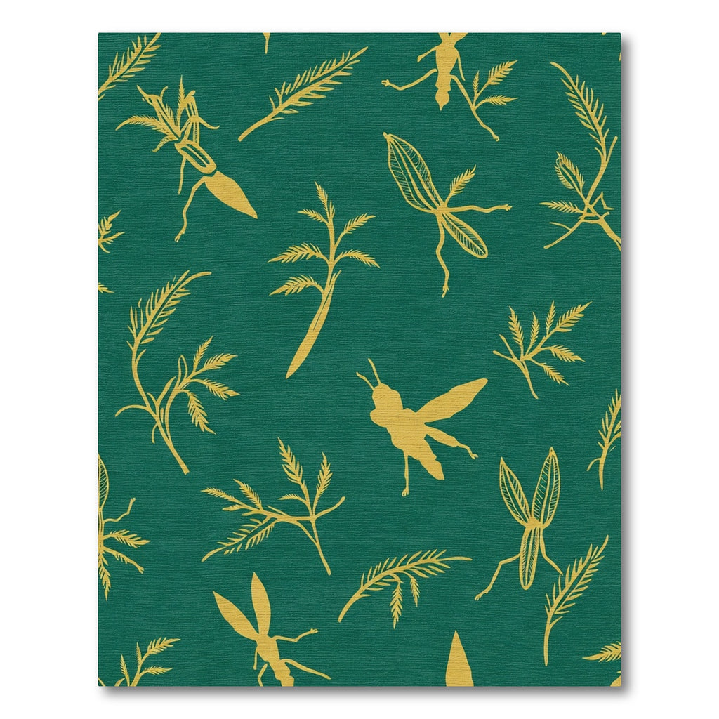 Golden Insects Foliage Teal Rug